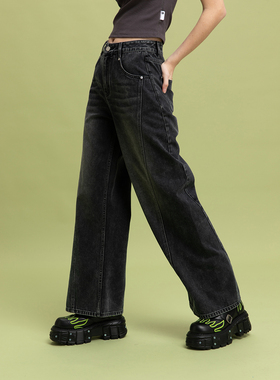 Fun2025春夏线下商场同款BeenTrill潮牌阔腿复古水洗云朵牛仔裤