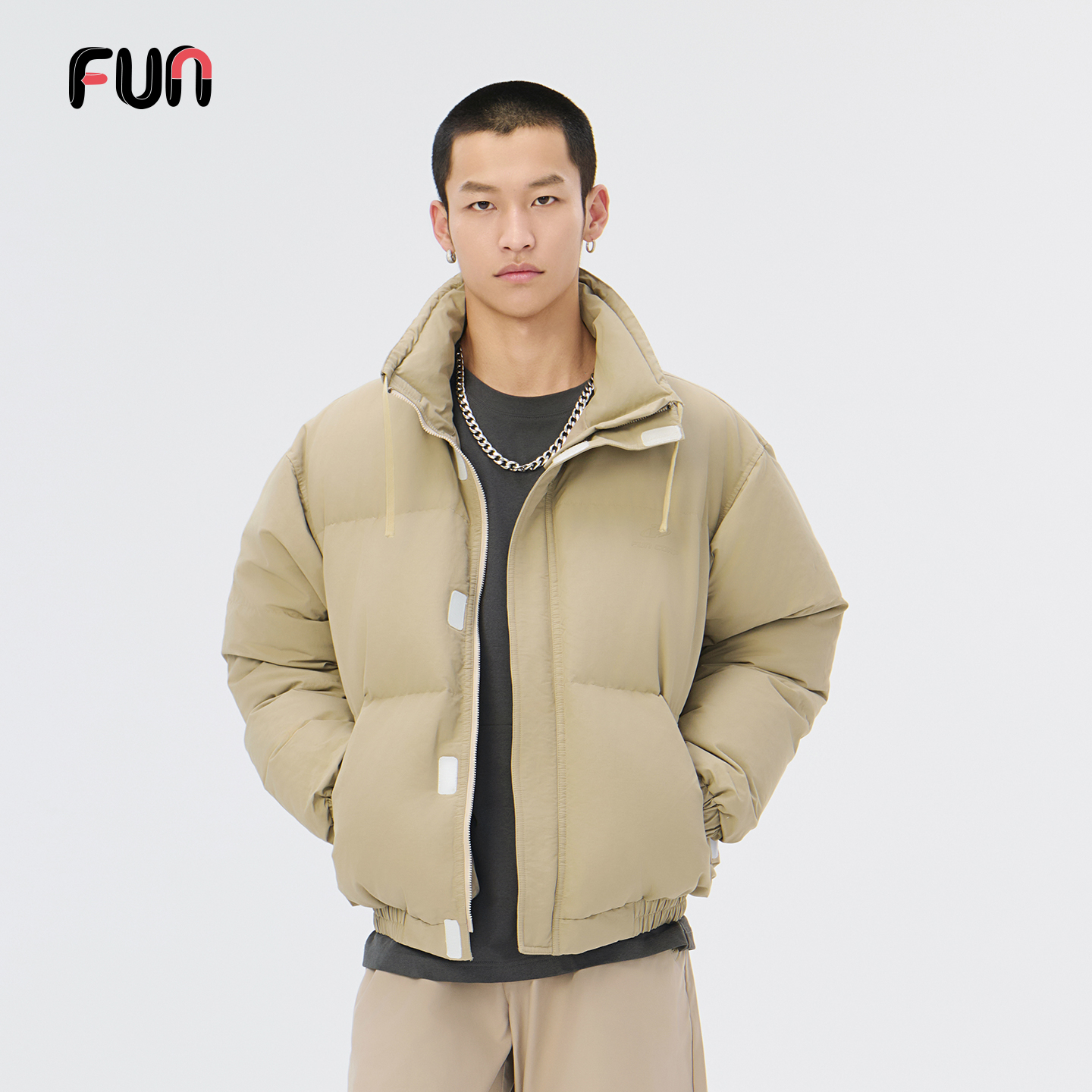 Fun冬季男士短款加厚羽绒服