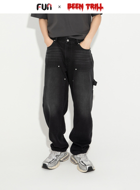 Fun2025春夏线下商场同款BeenTrill潮牌锥形牛仔长裤复古伐木裤