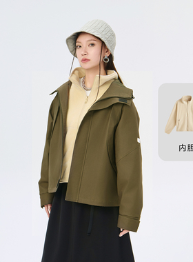 Fun商场同款时尚休闲宽松版三合一夹克保暖外套女FMW344A0