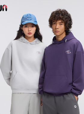 Fun2025秋冬灰色连帽卫衣女宽松百搭简约中性风套头上衣情侣外套