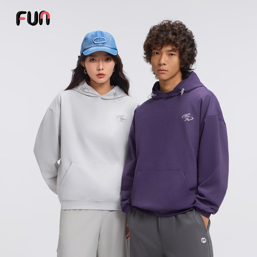 Fun2025秋冬灰色连帽卫衣女宽松百搭简约中性风套头上衣情侣外套