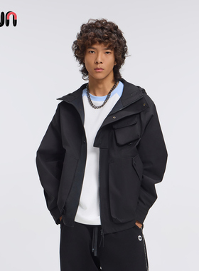 Fun2025秋冬季商场同款时尚休闲超宽松版连帽风衣FMW24301