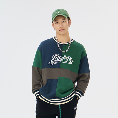 FunFun潮牌宽松撞色圆领卫衣