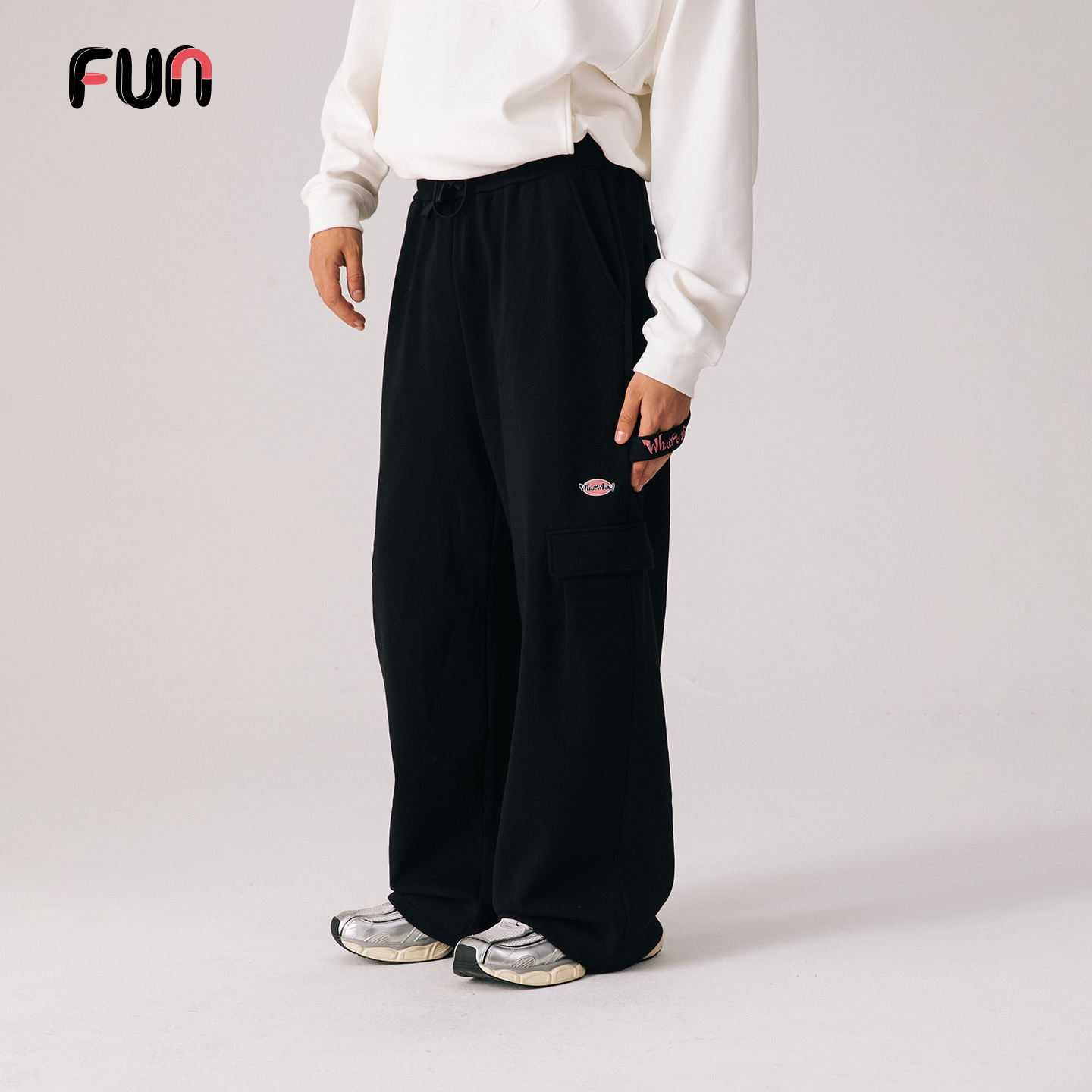 Fun2025秋冬季商场同款加绒加厚休闲工装裤男阔腿直筒休闲裤子