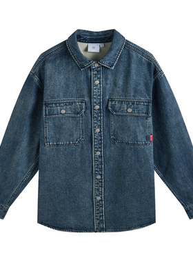Fun商场同款时尚牛仔宽松版牛仔衬衫FMC44302L