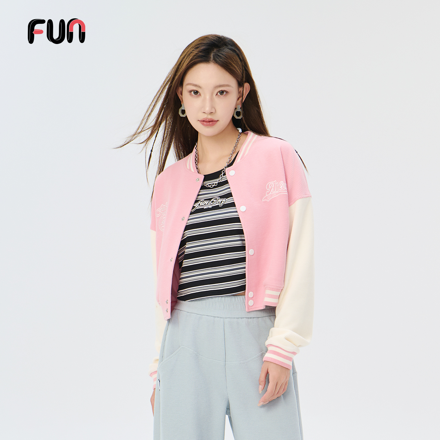 玫瑰粉棒球服FunFun潮牌