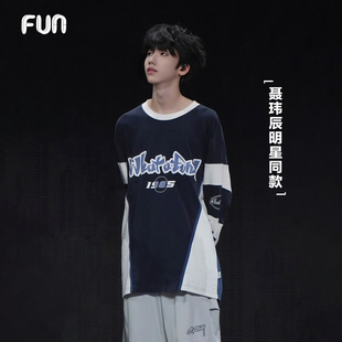 赛车风拼色长袖 新品 Fun2025商场秋季 T恤男女 明星聂玮辰同款