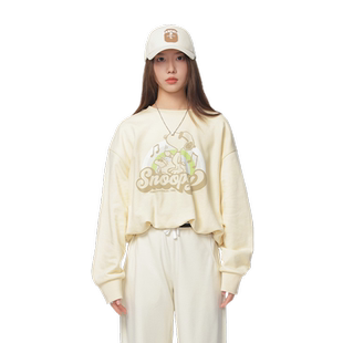 Fun潮牌春季新款休闲时尚宽松史努比联名舒适短款套头卫衣女款