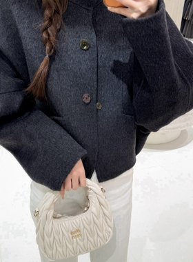 一起孤品清灰色蝙蝠袖短款羊毛外套（含100羊毛）S-66