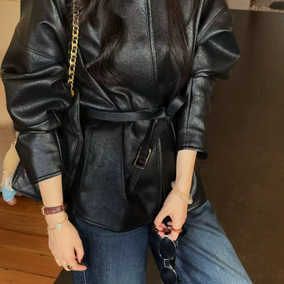 一起26年早春港风未央美式复古高级感皮衣(配腰带)CV805