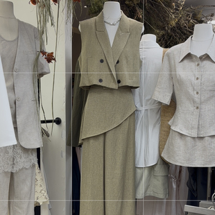 一起质休闲宽松马甲 休闲裤 两件套套装 272 拼接屁帘休闲阔腿裤