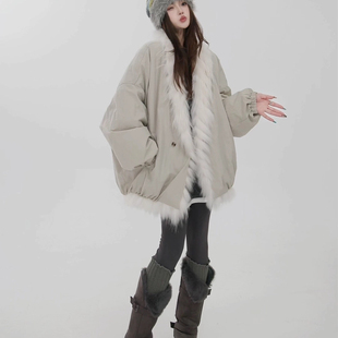 一起草两面穿派克皮草外套羽绒服 DXJDF2503 含90鹅绒
