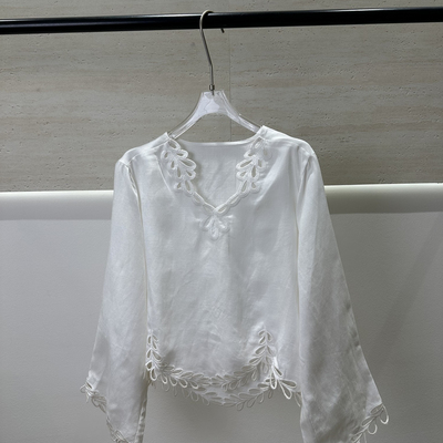 一起26夏上新刺绣花边亚麻上衣小衫B6251