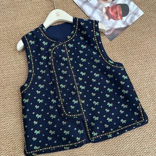 一起马甲26年春款童趣新中式藏青国风马甲～炒好看马甲332GF66022