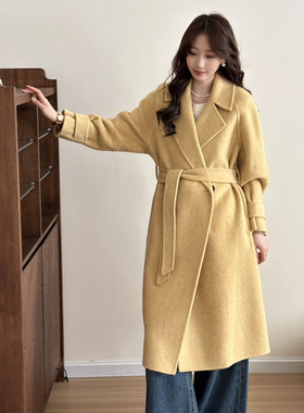 百一起设计闲气质羊毛外套(配可拆卸腰带)（含70羊毛）XMH3619099