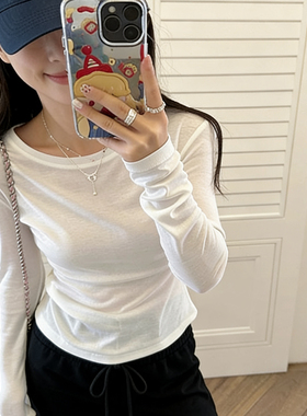 一起-约慵懒风显瘦微透圆领长袖T恤+抽绳线条A字半身裙套装A28567