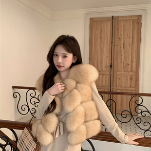 一起毛厚实皮草马甲背心马甲 DXJHG2504 含100狐狸毛