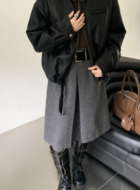 一起设计冬上新毛领设计夹克拉链夹棉皮衣85276