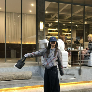 一起冬上新翻领菱形套头宽松保暖毛衣BM2546