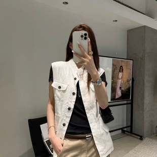 内搭 不含下装 w868 26夏上新极简风优雅气质显瘦百搭马甲 一起