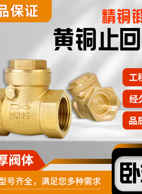 全铜止回阀铜卧式DN15水管4分6分1寸水泵20单向阀25阀门32 40 50