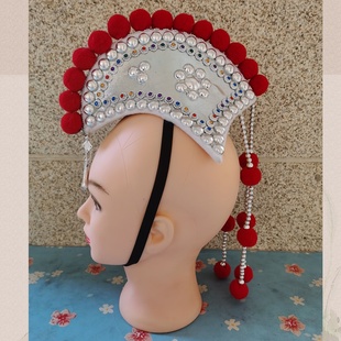 彝族公鸡帽 儿童成人银色鸡冠帽 彝族胭盒舞蹈服装配饰  佤族头饰