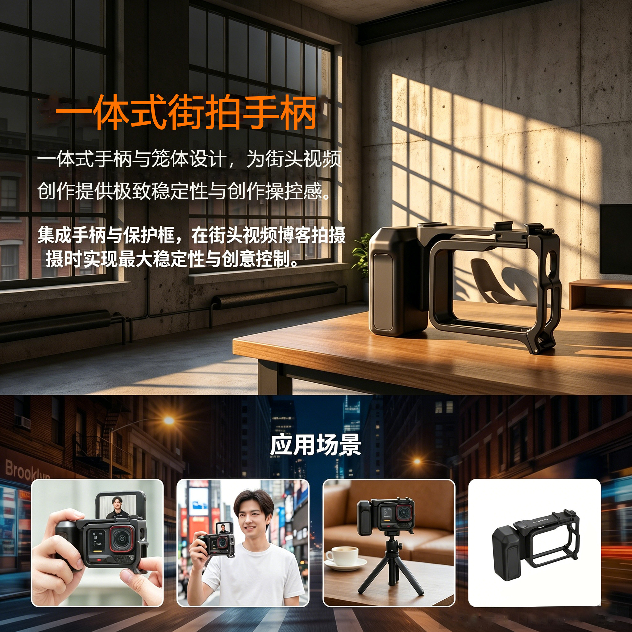 适用影石 Insta360 Ace Pro 2/1街拍手柄快拆兔笼扫街握把边框壳图片