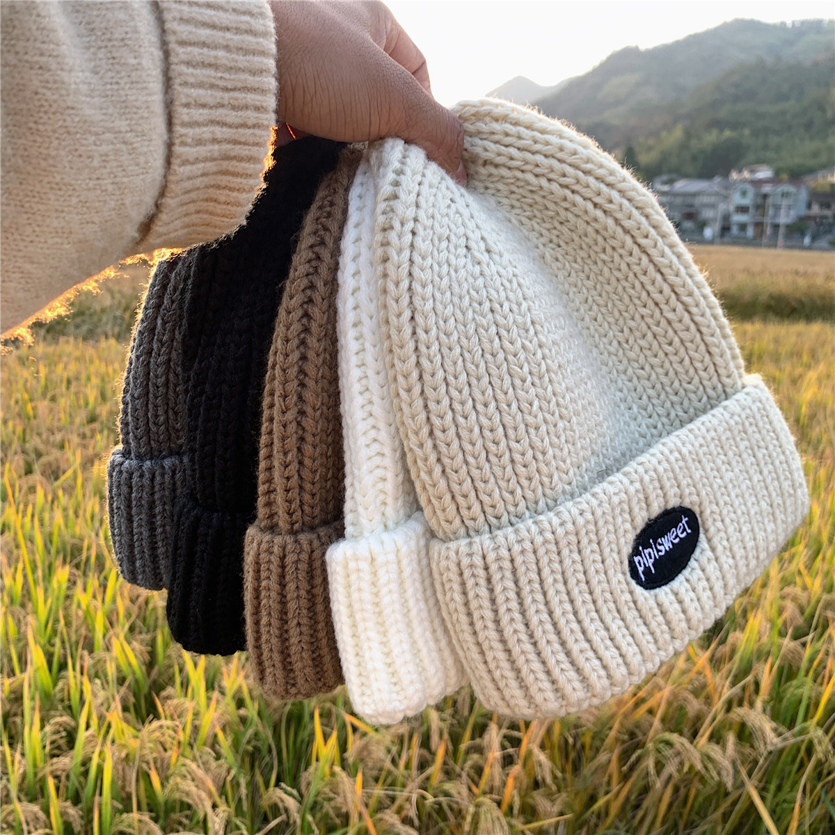 刺绣小圆标毛线帽XZ221-2-F708-P18-控28,帽子,星座218 刺绣小圆标毛线帽XZ221-2-F708-P18-控28,帽子,星座218