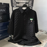 华夫格短袖衬衫男夏季宽松ins衬衫XZ221-2-C003-P55，男装T恤，星座218