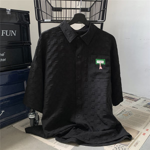 华夫格短袖衬衫男夏季宽松ins衬衫XZ221-2-C003-P55图片