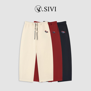 加绒加厚高级感休闲裤 小个子小马冬季 女2025新款 熙薇sivi红色卫裤