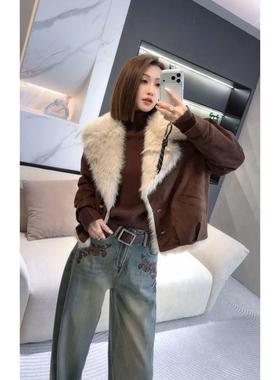 熙薇【大理金秋】2025冬季新款休闲时尚皮毛一体外套H6733