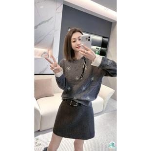 设计师重工钉珠羊毛衫 熙薇 新款 2025冬季 H6683 灰调柔域