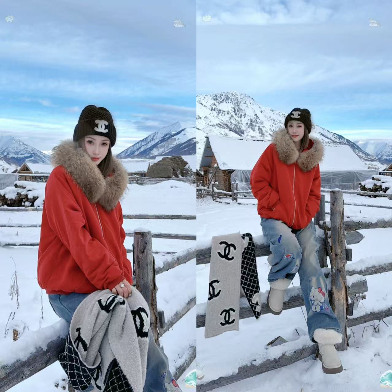 熙薇『XXXX』2025冬季新款大毛领卫衣羽绒服H6835