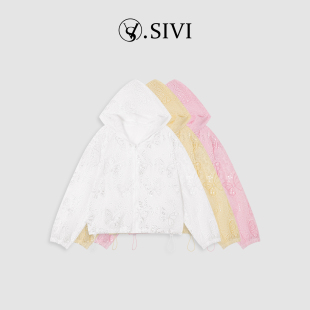连帽蝴蝶蕾丝防晒外套镂空长袖 2026新款 上衣M2334 蝶舞轻纱 熙薇