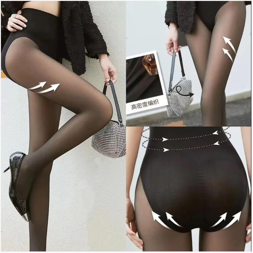 【熙薇品牌】2025新款裸感超透水光黑丝加厚绒休闲连裤袜H6599