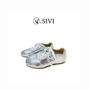 银色亮面德训鞋 熙薇 新款 2026春季 M2558 银翼德训