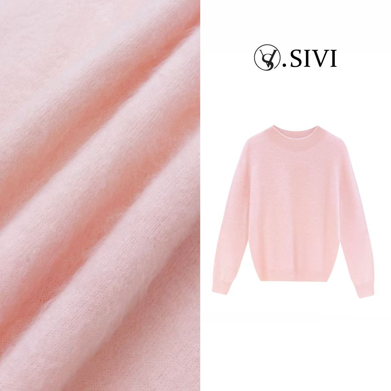 熙薇【云朵奶糖】2025新款无缝一体机拉绒山羊绒立领羊毛衫H5838