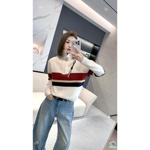 时尚 熙薇 新款 2025冬季 拼色拉链羊毛外套H6379 暖调几何