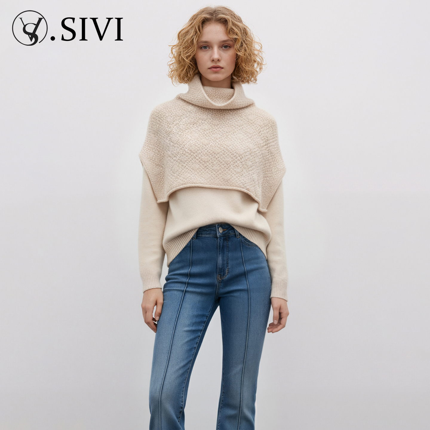 熙薇【流苏叙暖】2025冬季新款围巾两件套设计师款羊毛衫H6735