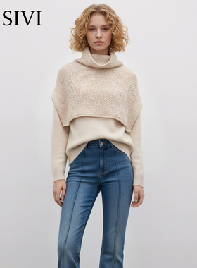 熙薇【流苏叙暖】2025冬季新款围巾两件套设计师款羊毛衫H6735