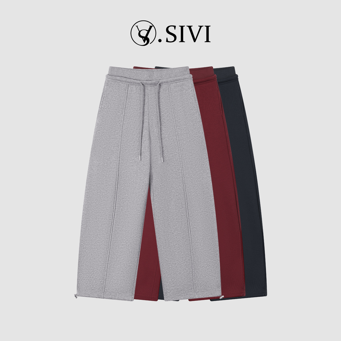 熙薇SIVI弯刀卫裤女冬季抽绳显瘦加绒宽松休闲水洗阔腿裤子h6419,女装/女士精品,卫裤,淘宝优惠券,粉丝福利购,淘宝优惠卷