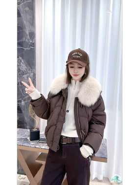 熙薇2025秋冬新款时尚休闲狐狸毛领羽绒外套H5999