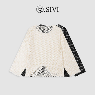 镂空洋气时尚 熙薇 新款 2026春季 针织毛衣M2204 月光倾城