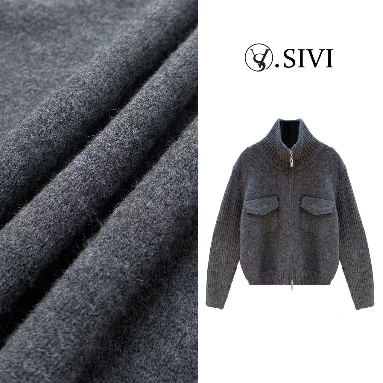 熙薇【针芒星轨】2025冬季新款休闲时尚立领拉链羊毛外套H6338