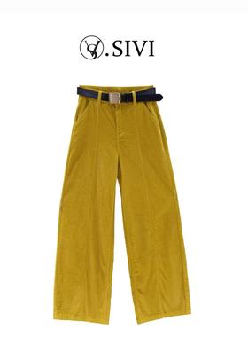 熙薇【姜黄序曲】2025冬季新款显瘦灯芯绒休闲直筒裤H6581