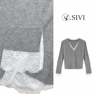 熙薇【蕾语灰章】2026新款百搭气质针织假两件毛衣M2043