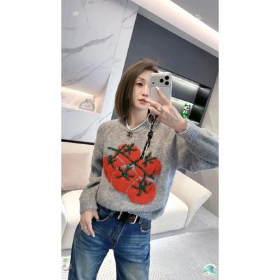 熙薇【一串番茄】2025冬季新款时尚休闲百搭针织毛衣H6639