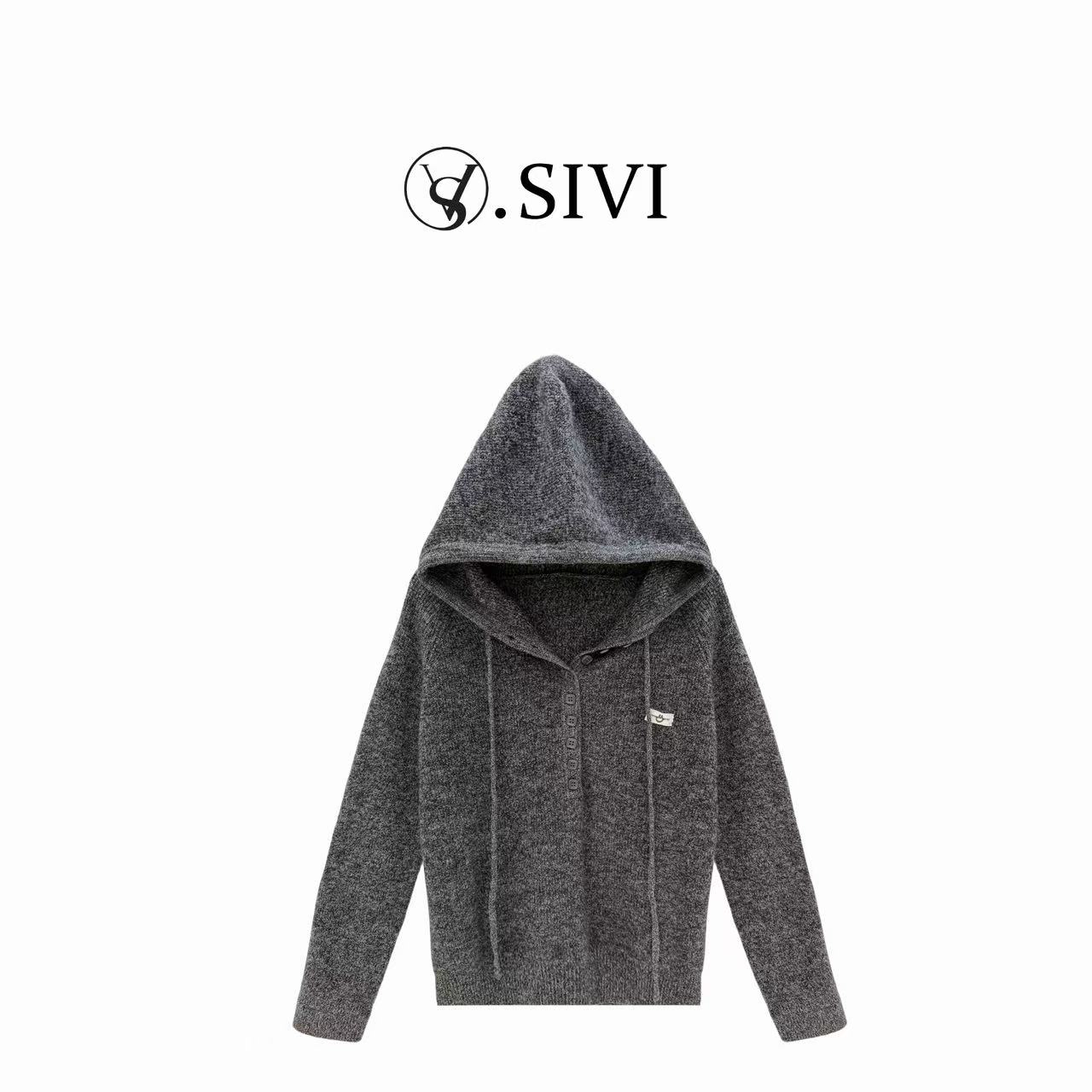 熙薇2025秋冬新款休闲连帽毛衣帽衫外套H5949